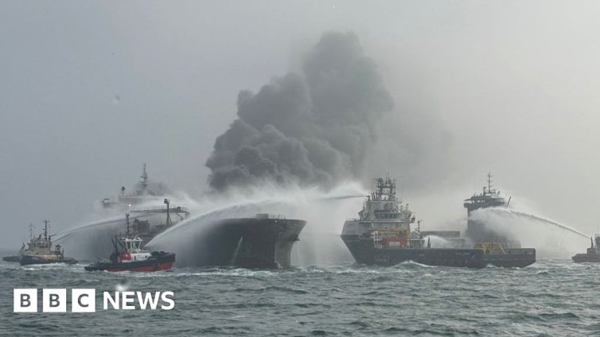 Fires still burning and one missing after tanker collision